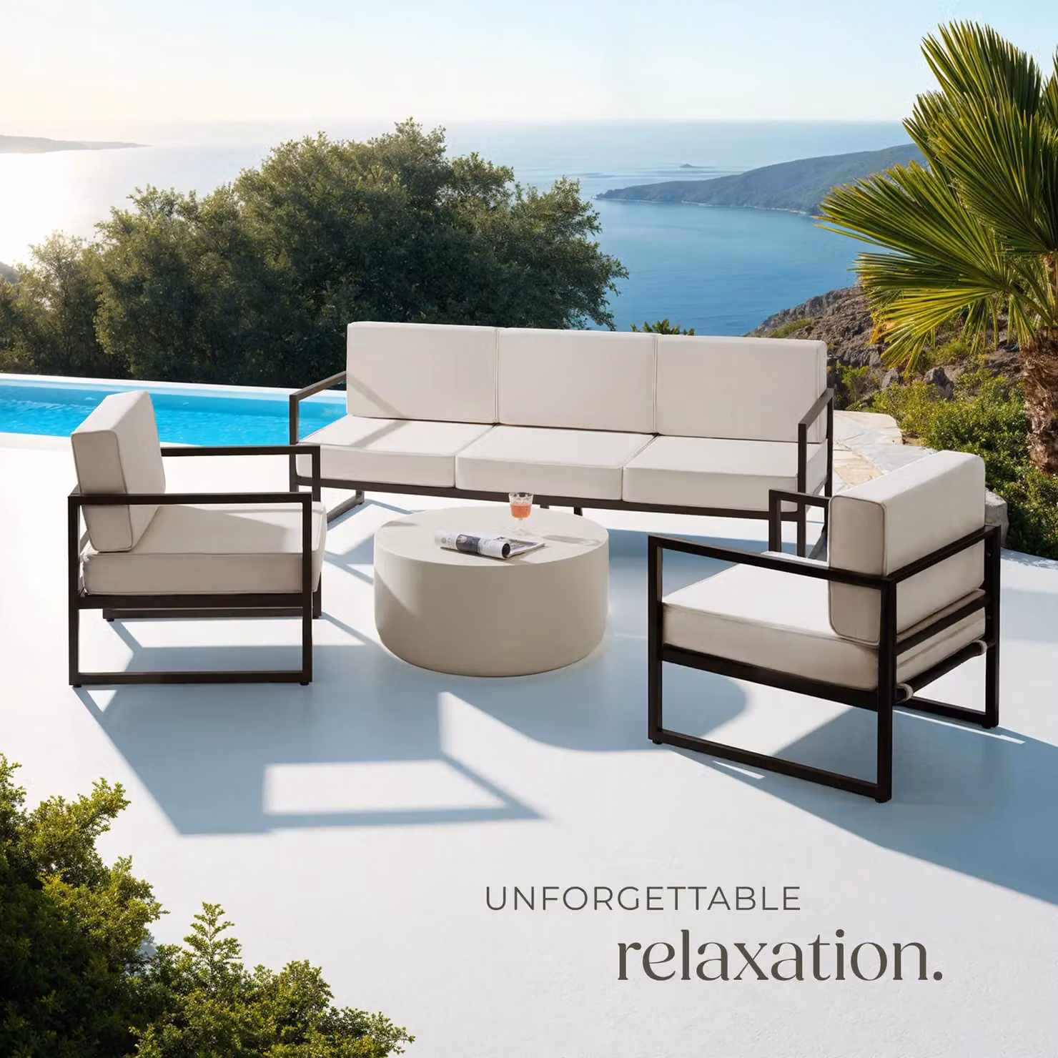 tectake Comosa Modern Garden Furniture Set with Upholstered Cushions in Brown and Grey – 7