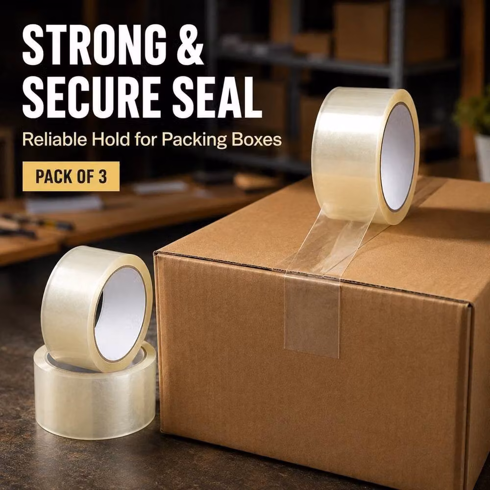 SPETLEK 3-Pack Heavy Duty Clear Parcel Tape, 48 mm x 66 m – 6