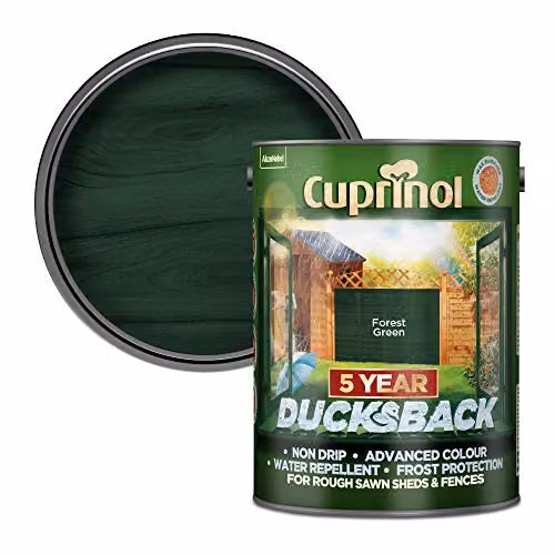 Cuprinol Ducksback 5 Year Waterproof Shed and Fence Protector, 5 l, Forest Green – 1