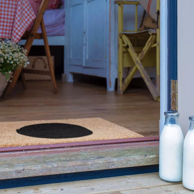 Artsy Mats Smiley Face Country Coir Doormat in Grey, W: 60 cm, D: 90 cm