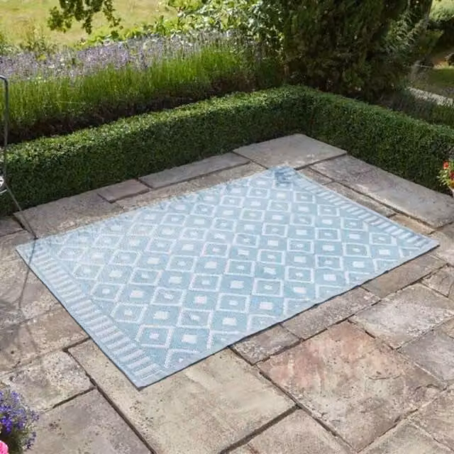 Marco Paul Blue Geometric Al Fresco Outdoor Rug, UV-Resistant and Anti-Slip, W/D: 120 x 180 cm