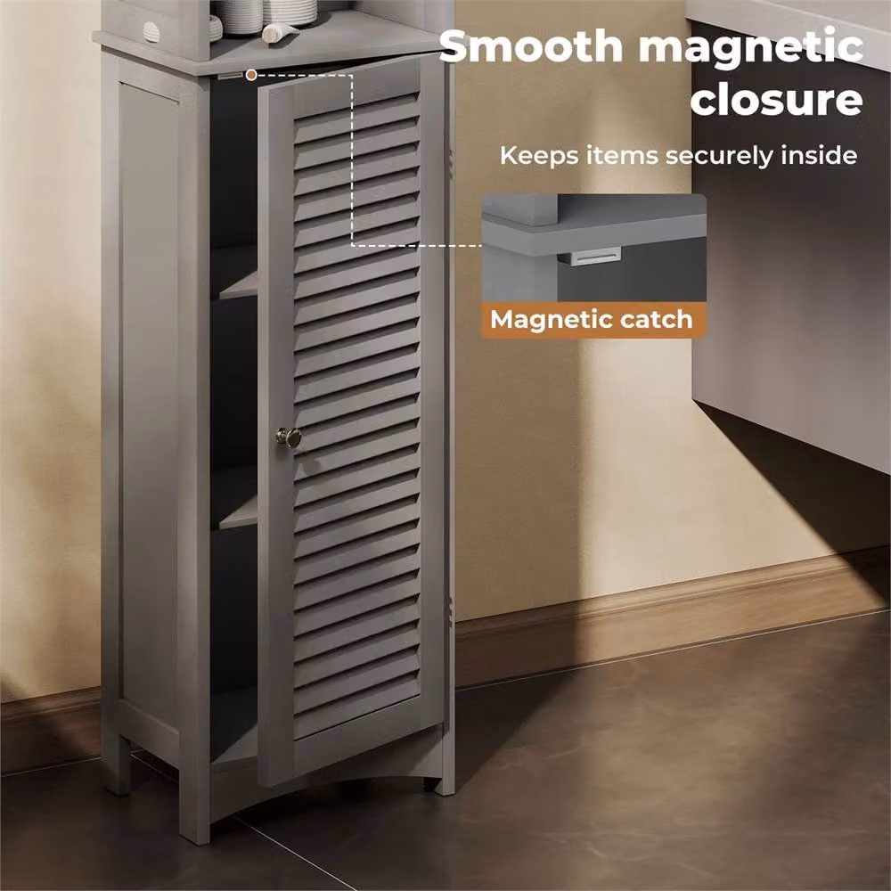Havendro Tall Slim Bathroom Storage Cupboard Unit in Grey, W: 60 cm, H: 60 cm – 4