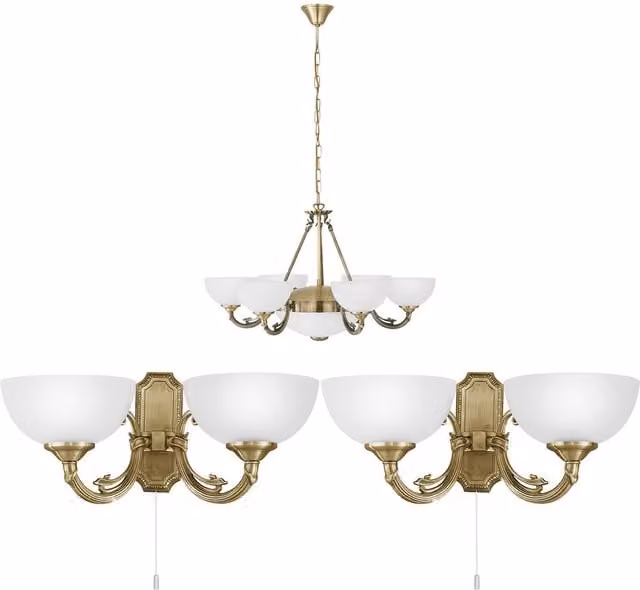 Loops Bronze Satin and Clear Glass Ceiling Pendant and Matching Wall Light Set