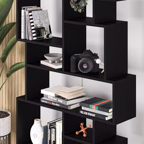 HOCUS PICUS 6 Tier Modern Black Cube Bookcase for Home or Office – 3