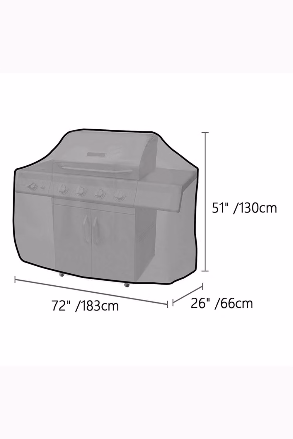 Living and Home Black Rectangular Dust-Proof BBQ Grill Cover, W/D/H: 183 x 66 x 130 cm – 2