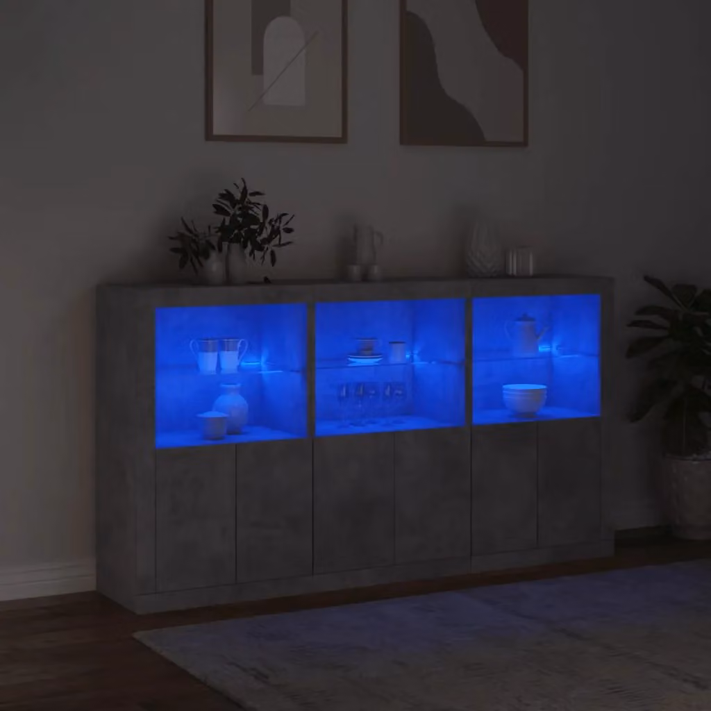 Berkfield Home Modern Sideboard with Integrated LED Lights in Grey, W/D/H: 181.5 x 37 x 100 cm – 4