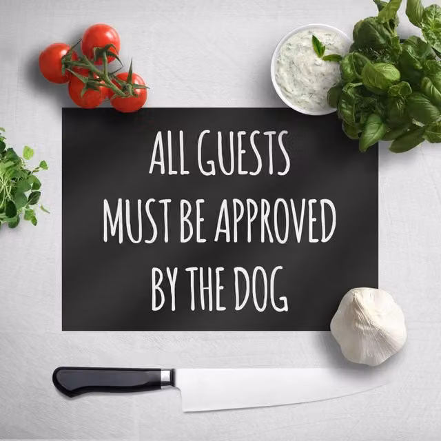 Zavvi All Guests Must Be Approved By The Dog Rectangular Chopping Board in Multicolour and Black