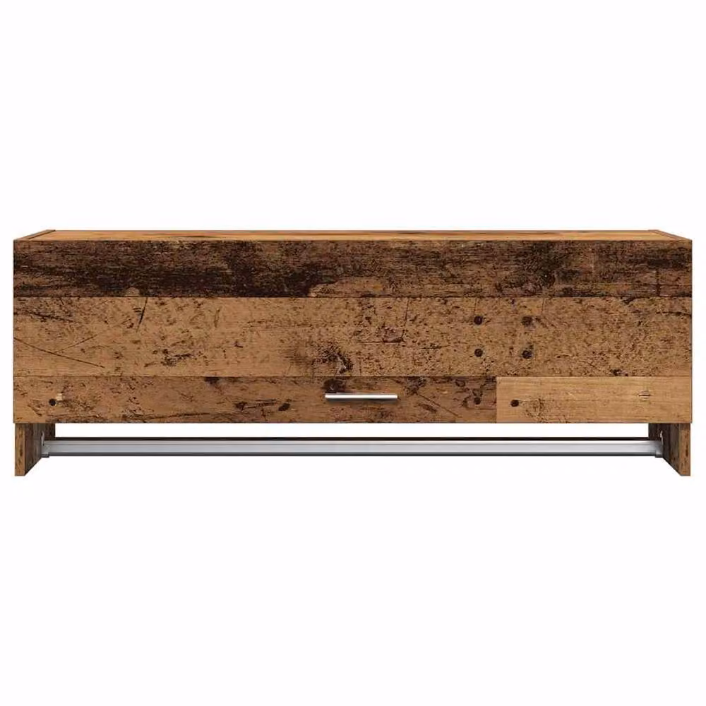 Berkfield Home Rustic Old Wood Wall Mounted Wardrobe with Hanging Rod, Brown, W: 100 cm, D: 32.5 cm, H: 35 cm – 3