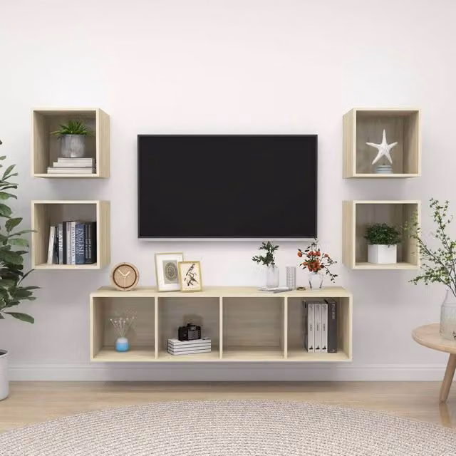 Berkfield Home 5 Piece Sonoma Oak TV Cabinet Set in Brown