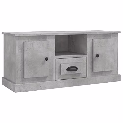 vidaXL TV Cabinet in Concrete Grey, W/D/H: 100 x 35.5 x 45 cm, Made of MDF