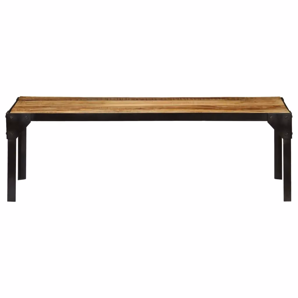 Berkfield Home Industrial Coffee Table in Brown Solid Rough Mango Wood and Steel, W: 110 cm – 2