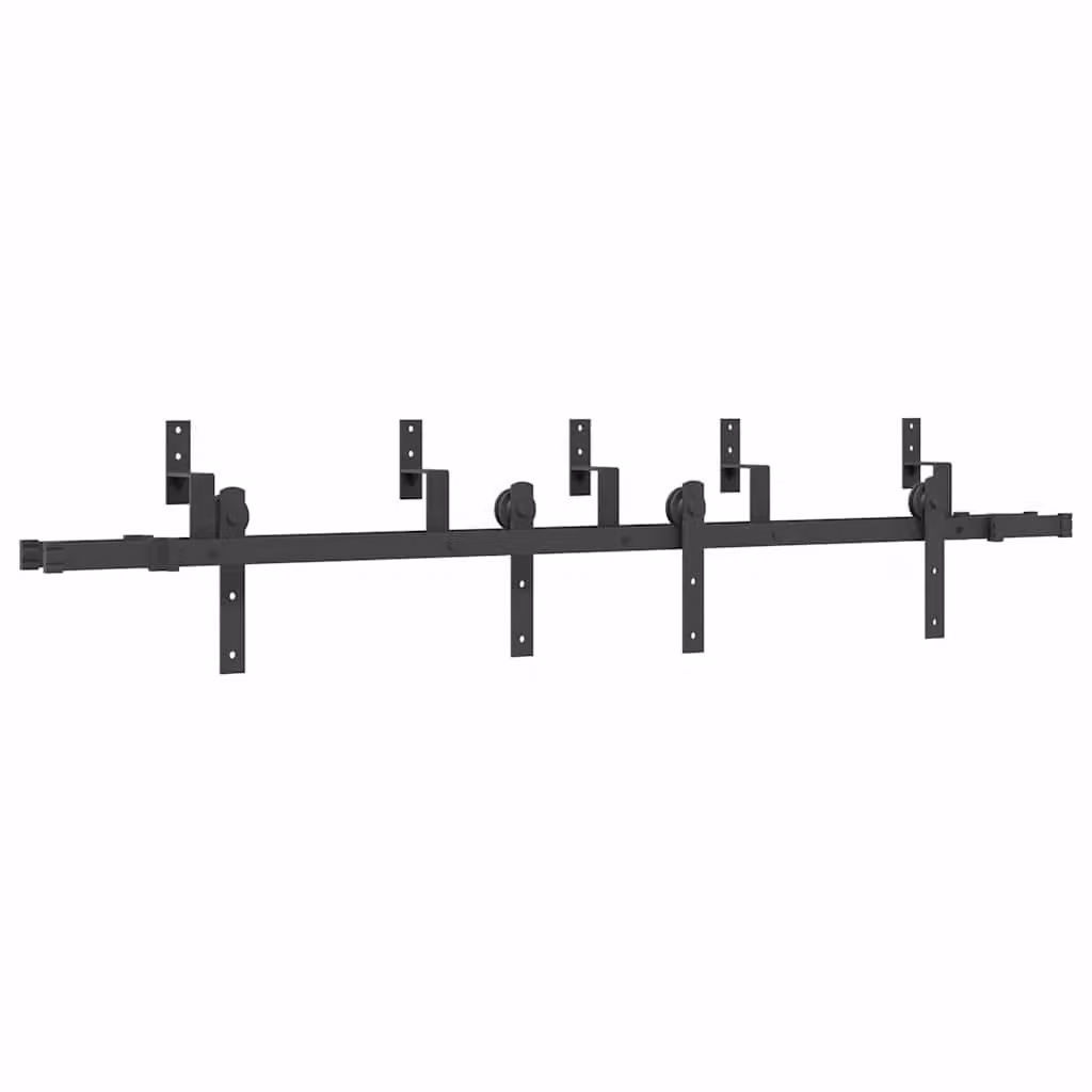 Berkfield Home Sliding Door Hardware Kit, Black Steel, 200 cm – 1