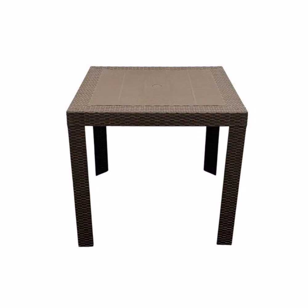 NESTLUNE Brown Wicker Garden Table for Terrace and Patio, W/D/H: 100 x 80 x 15 cm – 4