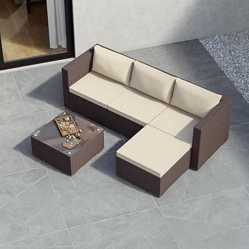 Garden Vida Hampton 4 Seater Rattan Garden Furniture Set in Brown – 3