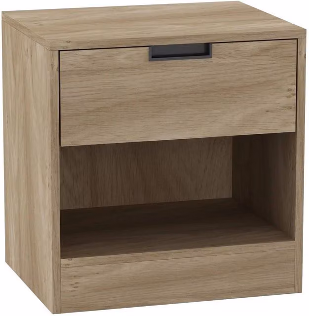 EONLION Modern 1-Drawer Nightstand with Shelf in Light Oak
