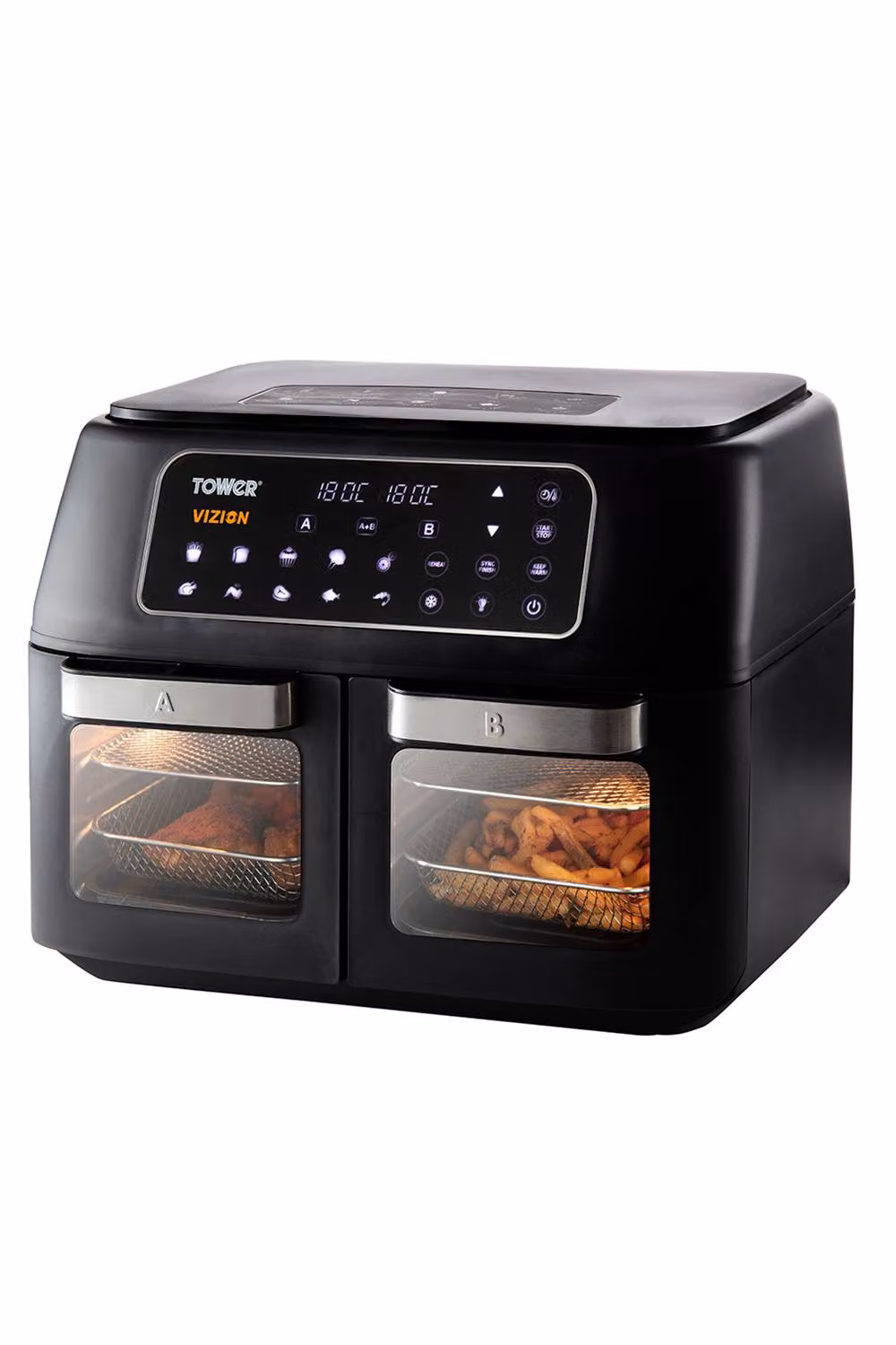 Tower Vortx Vizion Dual Compartment Air Fryer Oven, 11L, Black, T17102 – 2