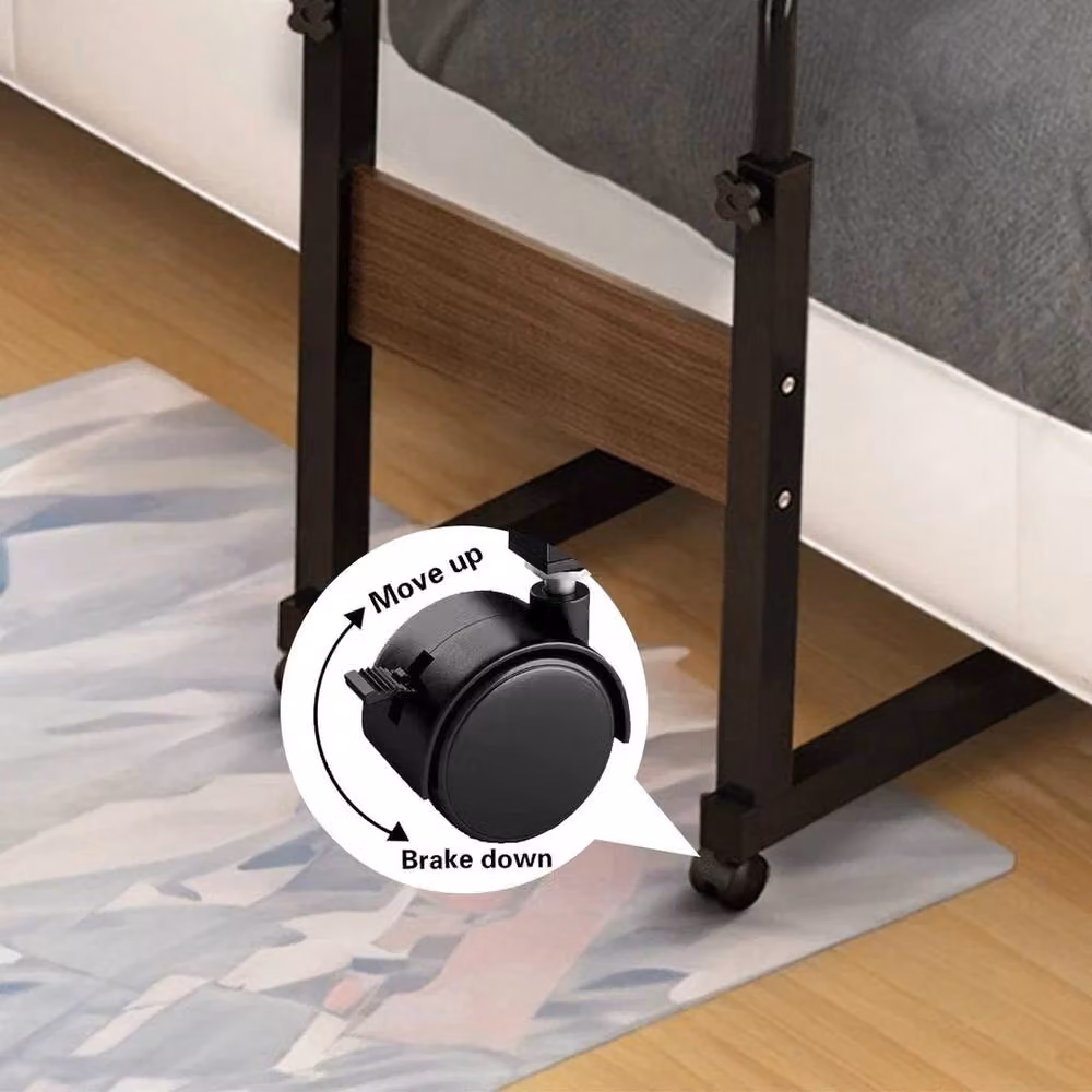NESTLUNE Height Adjustable Mobile Over Bed Table in Brown – 5