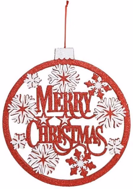KDMD Merry Christmas Red Hanging Pendant Decoration with Snowflake Design