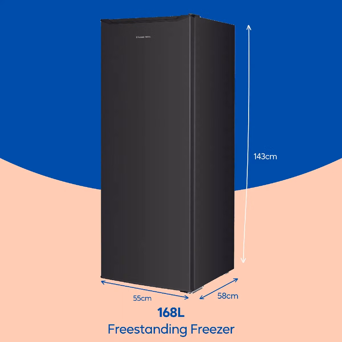 Russell Hobbs Freestanding Upright Tall Freezer in Black, 168L, Height: 143 cm – 2
