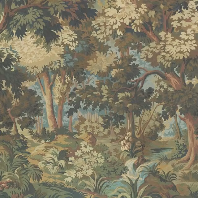 House of Hackney Arborea Floral Wallpaper Sample in Green, Brown and Multicolour