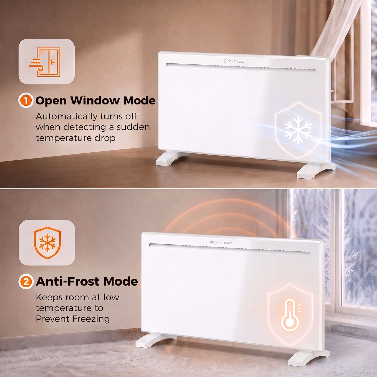 HOMCOM Smart White Convector Panel Heater, 2000W Electric Wall Mounted or Freestanding Heater with WiFi App Control and Weekly Timer – 5