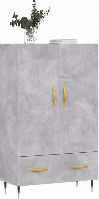 Berkfield Home Modern Highboard in Concrete Grey, W/D/H: 69.5 x 31 x 115 cm
