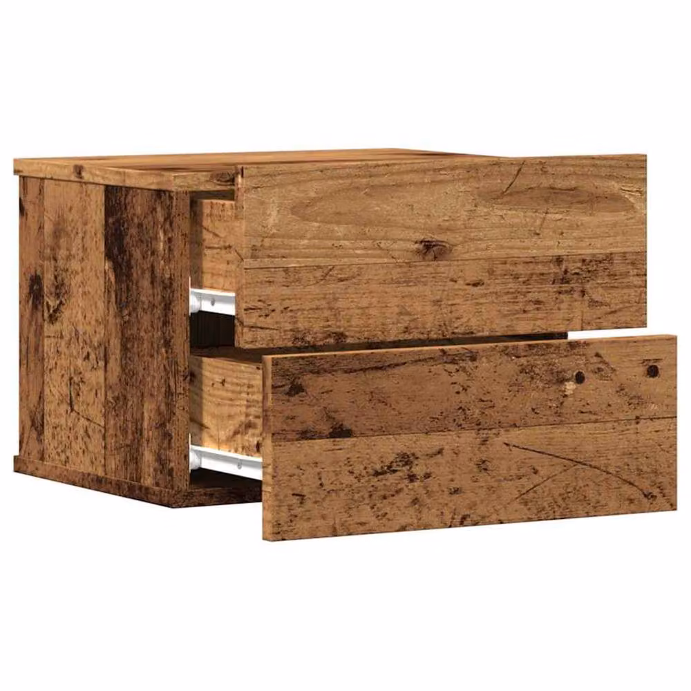 Berkfield Home Wall-mounted Bedside Cabinet in Brown Old Wood, W/D/H: 40 x 32 x 30 cm – 4
