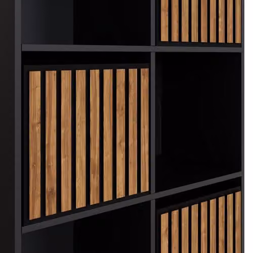 GFW Kube Industrial Cube Storage Unit in Black and Walnut Effect, W/D/H: 119.0 x 28.0 x 60.0 cm – 5