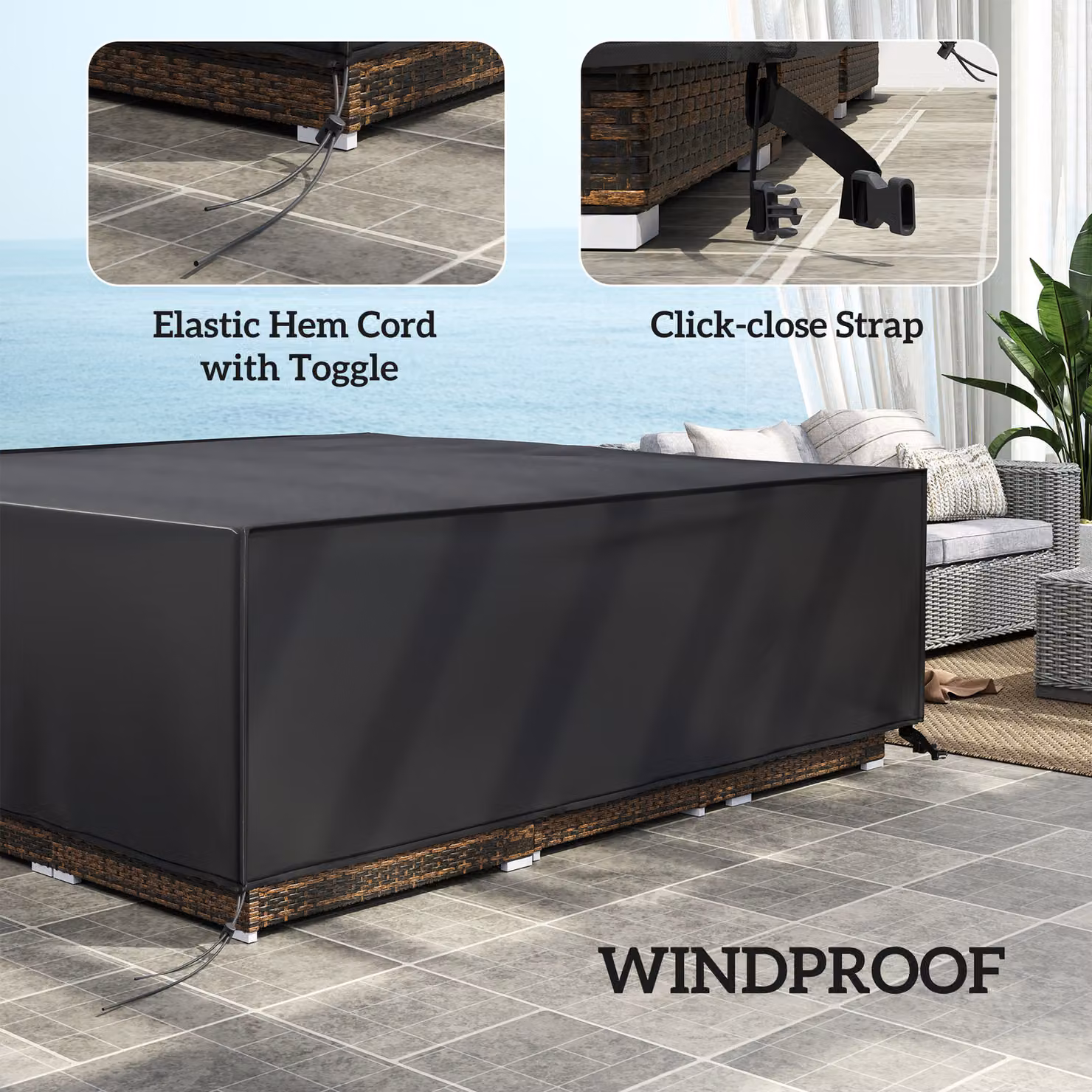 Outsunny Waterproof Black Polyester Garden Furniture Set Cover for Corner Sofas, W/D/H: 230 x 230 x 70 cm – 4