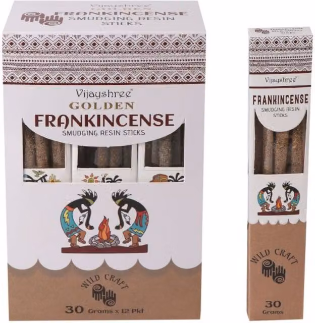 Golden Frankincense Resin Smudging Sticks for Rituals and Meditation, Gold