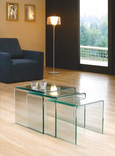 Thats Furniture Milan Nest of 3 Glass Side Tables in Transparent Clear