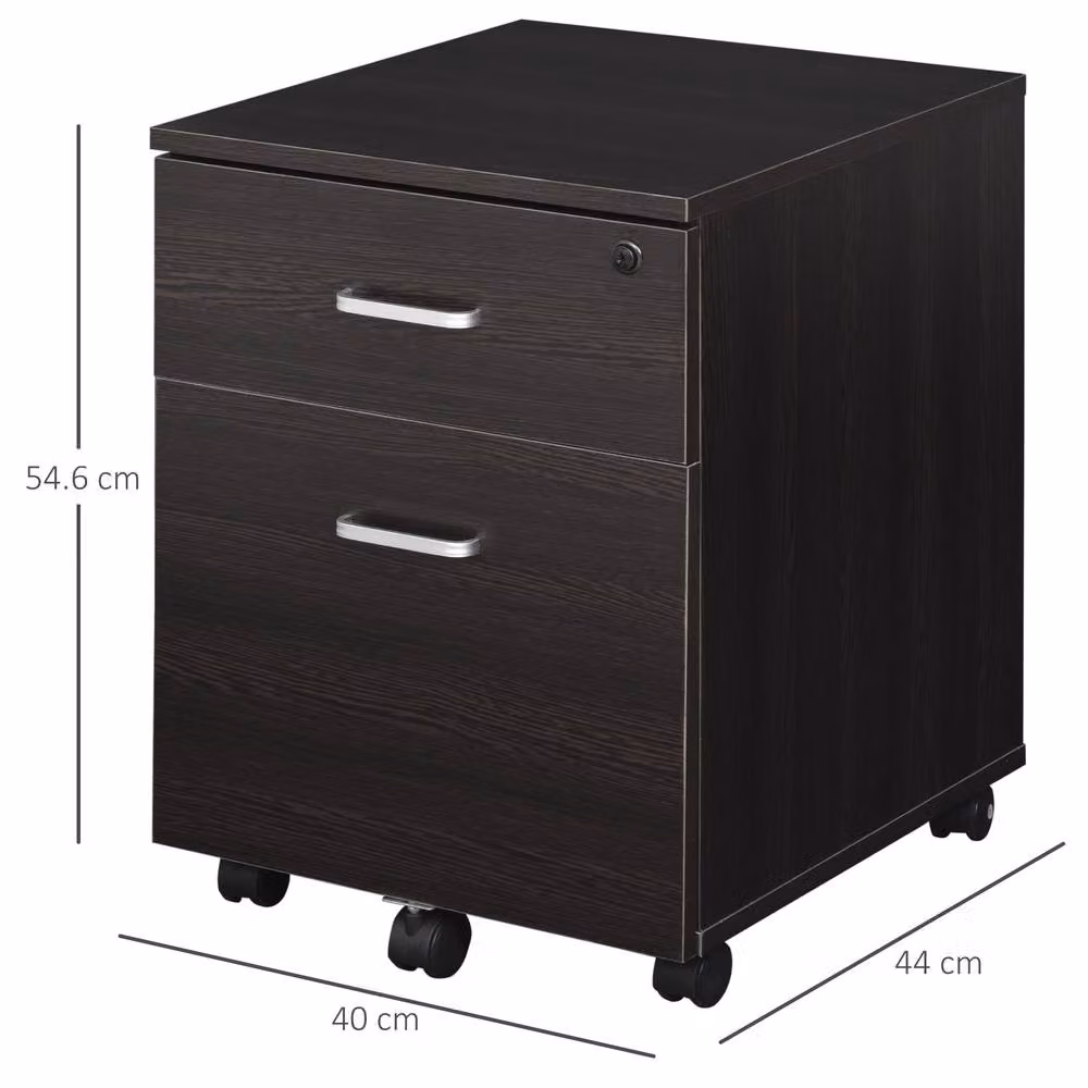 Rolipo 2-Drawer Lockable Mobile Filing Cabinet with Castors, Black – 3