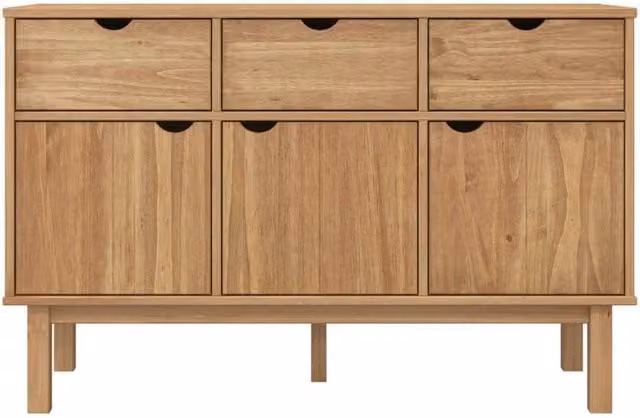 Berkfield Home OTTA Sideboard in Brown Solid Pine Wood, W/D/H: 114 x 43 x 73.5 cm
