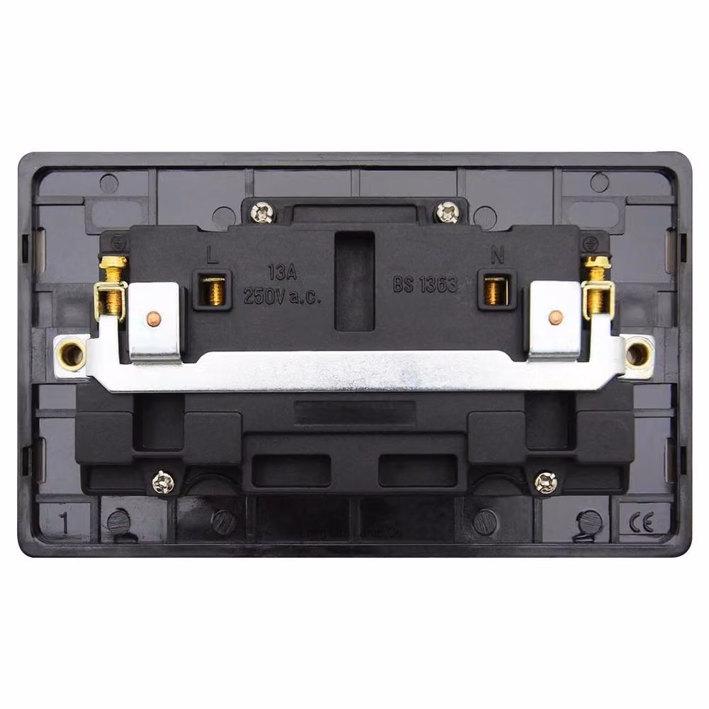 SPETLEK 2 Gang 13A Switched Double Wall Socket in Black – 2