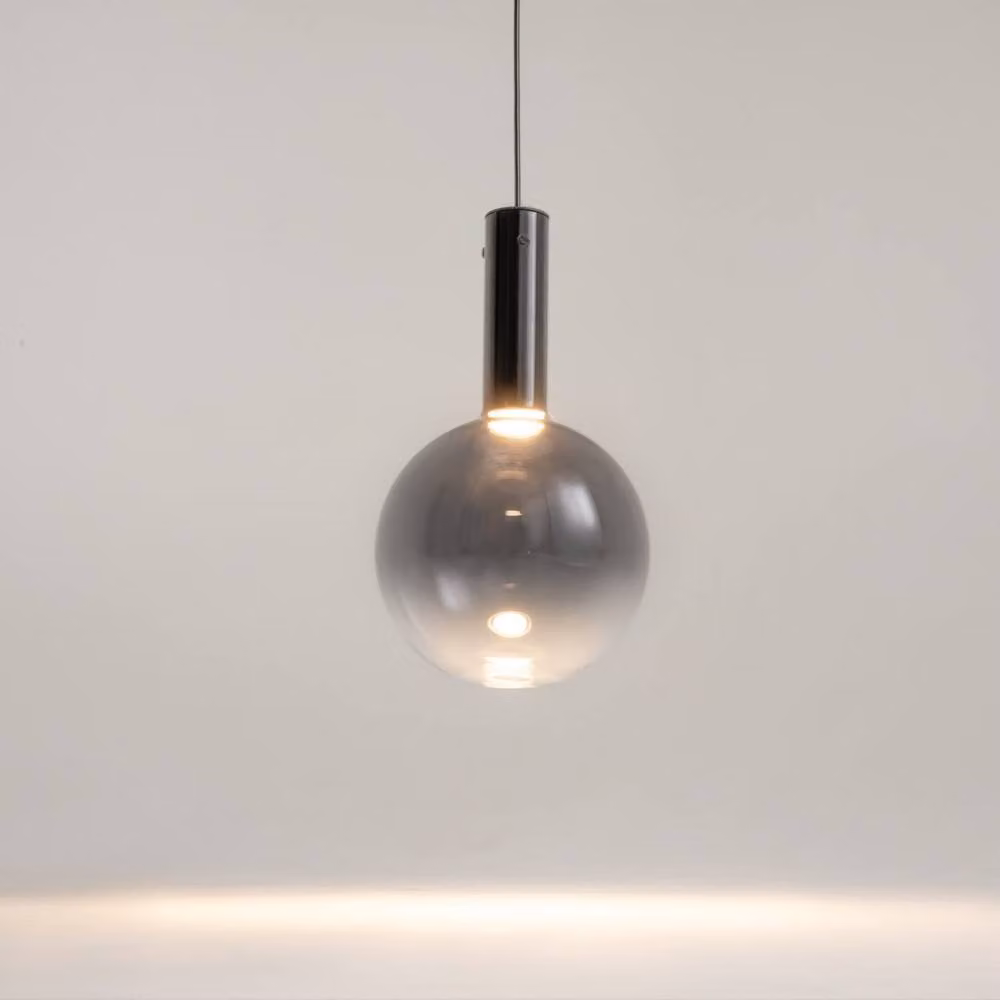 Netlighting Nebula Modern Sphere Globe Pendant Light in Black with Smoky Glass Shade, 25 cm Diameter, 700 lm, 3000K Warm White LED – 2