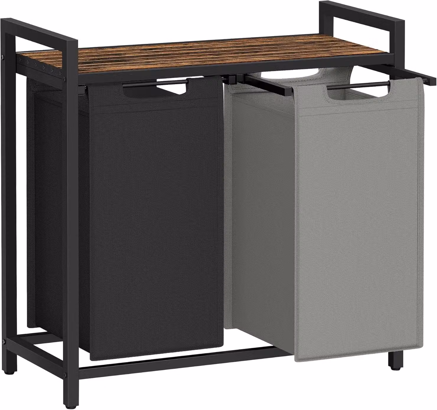 VASAGLE Laundry Sorter with 2 Compartments and Removable Bags, Black and Multicolour – 4