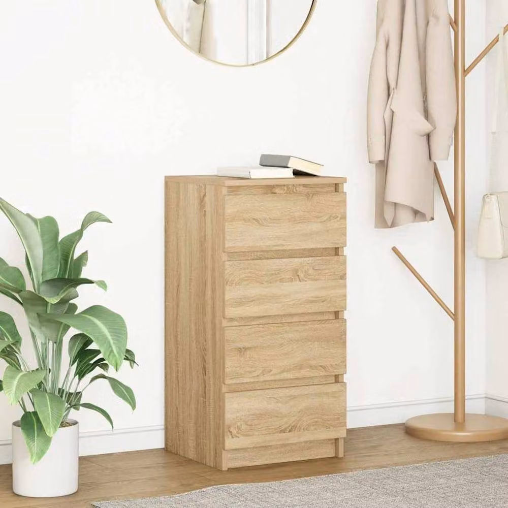 Berkfield Home Sonoma Oak Sideboard in Light Tan Beige, W/D/H: 37.5 x 35 x 76 cm