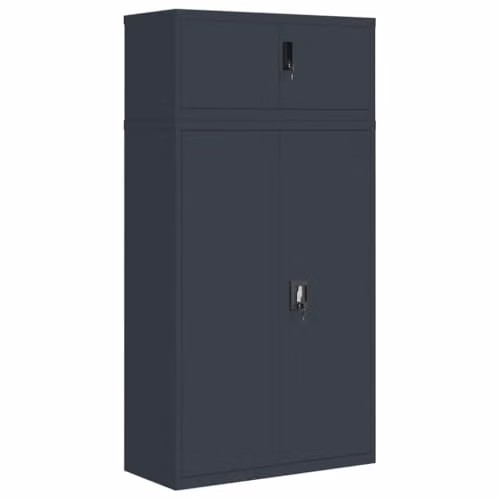 vidaXL Metal File Cabinet in Anthracite with Lock and Adjustable Shelves, W/D/H: 90 x 40 x 180 cm – 1