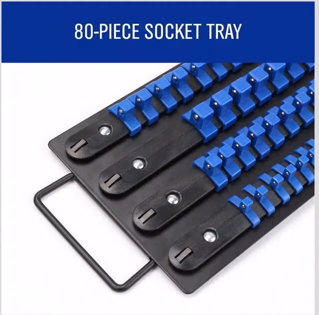 SPETLEK 80-Piece Plastic Socket Storage Rail Rack Holder in Blue – 1