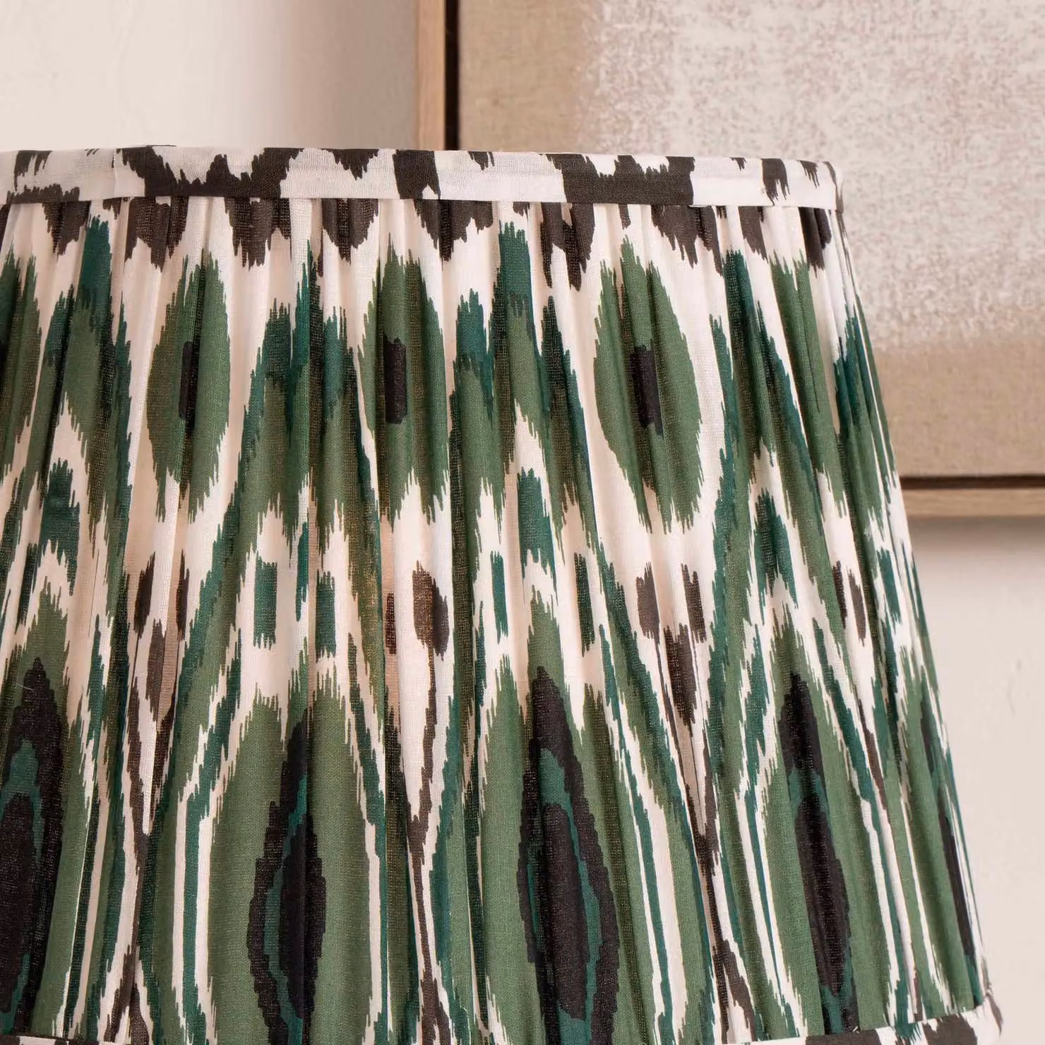 Ruma Green Ikat Patterned Pleated Tapered Floor Lamp Shade, Diameter: 45.72 cm – 2