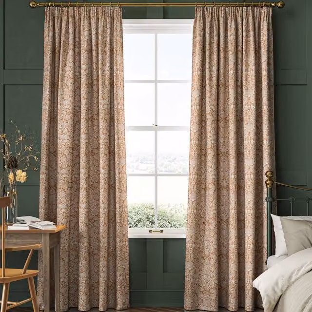 William Morris At Home Sunflower Blackout Fabric Curtain Panel in Orange and Multicolour Cotton