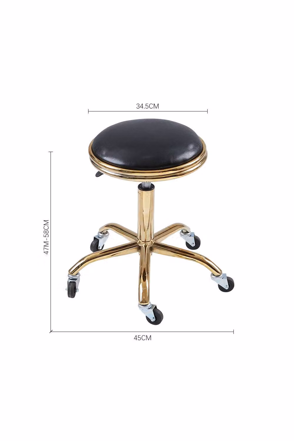 Living and Home Rotating Lift Barber Shop Rolling Stool in Black Synthetic Leather – 6