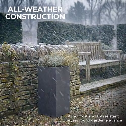 IDEALIST Small Slate Reinforced Stone Plant Pot, Grey, Height: 50.5 cm, 22L – 5