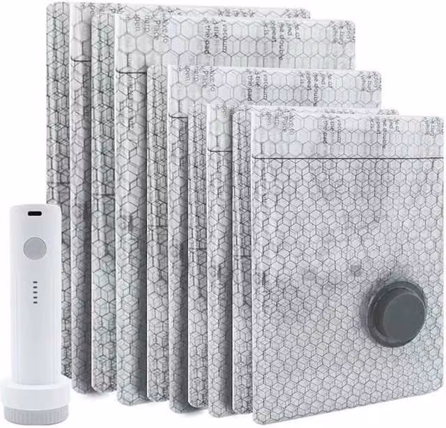 NESTLUNE 12 Pack Vacuum Storage Bags in White and Transparent, 3 Sizes