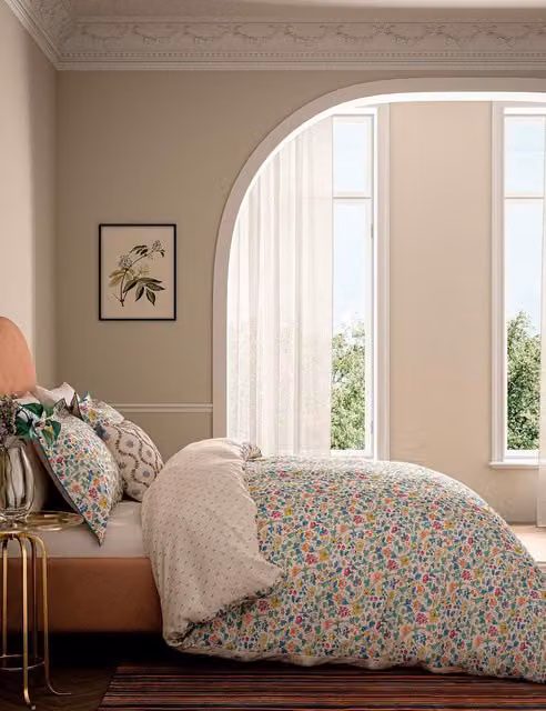V&A Bountiful Garden Floral Cotton Bedding Set, Multicolour, W: 200 cm x H: 200 cm