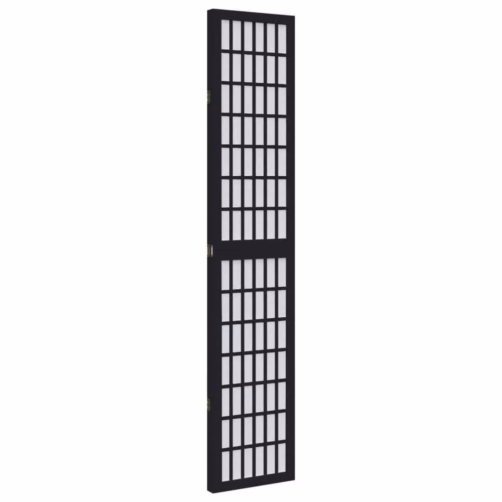 Berkfield Home 3-Panel Room Divider in Black Solid Paulownia Wood – 4