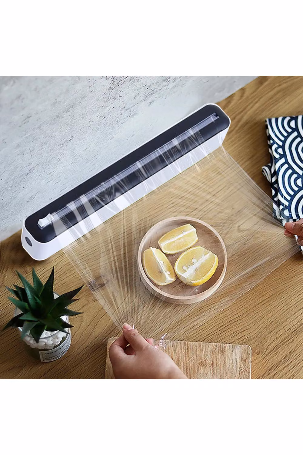 Livingandhome White Plastic Wall Mounted Cling Film and Foil Dispenser with Suction Cup – 4
