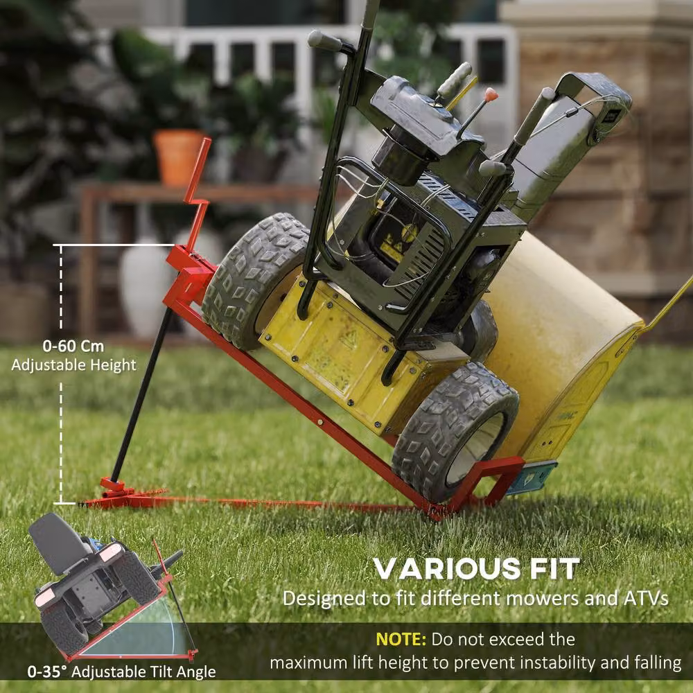 STILVORA Foldable Steel Mower Jack Lift, 400 kg, Red – 7