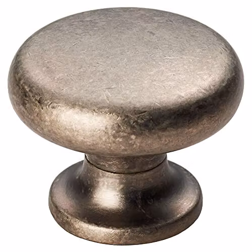 Loops 4 Pack Matt Pewter Flat Faced Round Door Knobs, Diameter: 34 mm – 2
