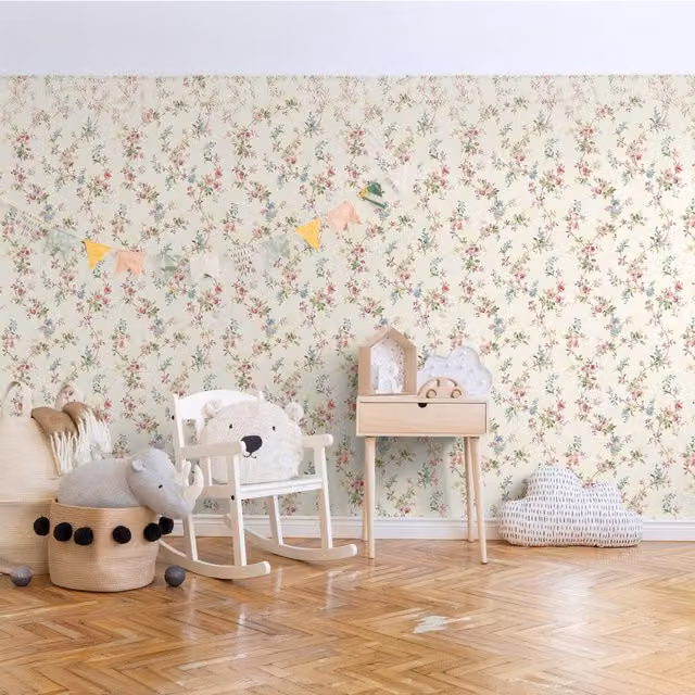 SK Filson Trailing Floral Wallpaper in Purple and Blue